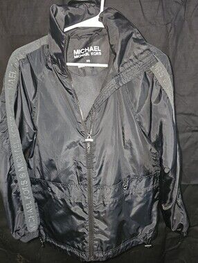 Michael Kors Black Hooded Windbreaker Jacket